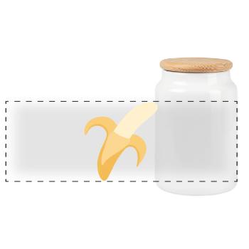Minimal Banana Peel Illustration - Panoramic Cookie Jar with Wooden Lid - white - Front
