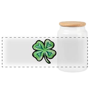 Lime Watercolor Shamrock - Panoramic Cookie Jar with Wooden Lid - white - Front