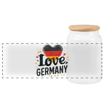 Deutschland Liebe - Panorama Keksdose mit Holzdeckel - Weiß - Vorne
