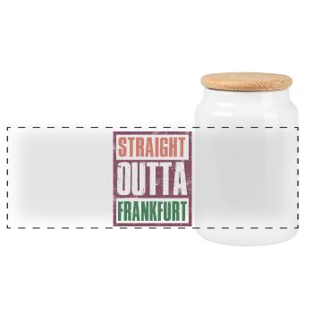 Straight Outta Frankfurt - Panoramic Cookie Jar with Wooden Lid - white - Front