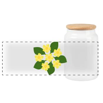 Februar Geburtstag Blüte Primeln Geburtstagsblume - Panorama Keksdose mit Holzdeckel - Weiß - Vorne