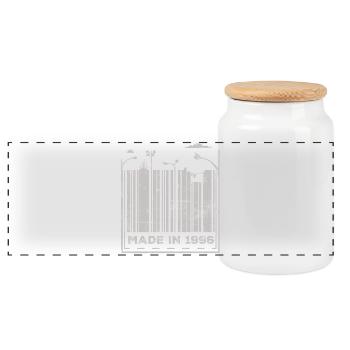 Fabriqué en 1996 - Boîte à biscuits avec couvercle en bois - blanc - Devant