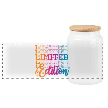 Limited edition - Panoramic Cookie Jar with Wooden Lid - white - Front