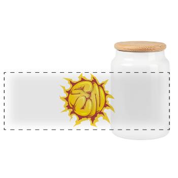 Graffiti Sun - Panoramic Cookie Jar with Wooden Lid - white - Front