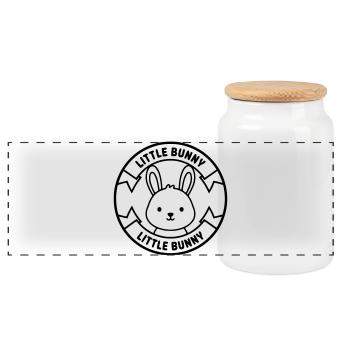 Logo Petit Lapin Bébé Mignon - Boîte à biscuits avec couvercle en bois - blanc - Devant