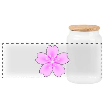Pink flower with neon rays - Panoramic Cookie Jar with Wooden Lid - white - Front