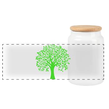 Icon Green Jumbo Tree Print Silhouette - Panorama Keksdose mit Holzdeckel - Weiß - Vorne