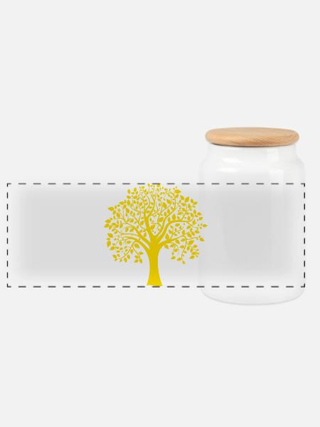 Icon Orange Jumbo Tree Print Silhouette - Panorama Keksdose mit Holzdeckel - Weiß