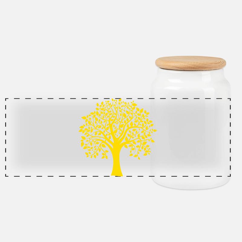 Icon Orange Jumbo Tree Print Silhouette - Panorama Keksdose mit Holzdeckel - Weiß