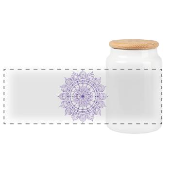 Mandala - Panorama Keksdose mit Holzdeckel - Weiß - Vorne