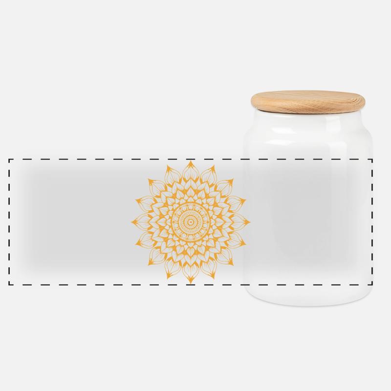 mandala - Boîte à biscuits avec couvercle en bois - blanc