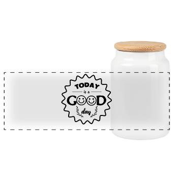 Today is a good day - Panoramic Cookie Jar with Wooden Lid - white - Front