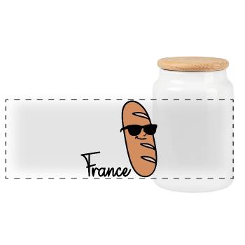 France Baguette - Panorama Keksdose mit Holzdeckel - Weiß - Vorne