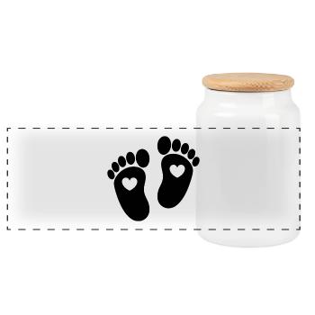 Pieds de bébé - Boîte à biscuits avec couvercle en bois - blanc - Devant