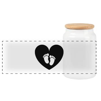 Empreinte de bébé - Boîte à biscuits avec couvercle en bois - blanc - Devant