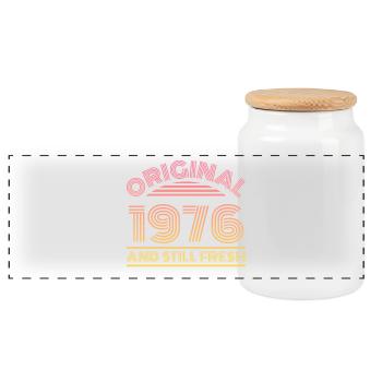 Millésime 1976 - Boîte à biscuits avec couvercle en bois - blanc - Devant