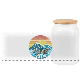 Vintage 1976 50. Geburtstag - Panorama Keksdose mit Holzdeckel - Weiß - Vorne