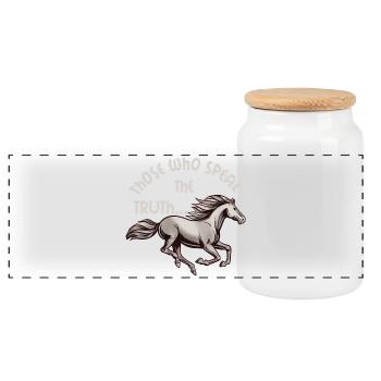 Le cheval et la Vérité - Boîte à biscuits avec couvercle en bois - blanc - Devant