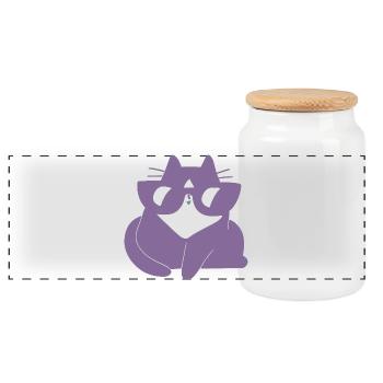 Purple Cuddly Cat Dream Cat - Panoramic Cookie Jar with Wooden Lid - white - Front