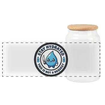 Stay Hydrated Killer Cute - Panoramic Cookie Jar with Wooden Lid - white - Front