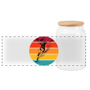Frisches Handball Motiv für Handball fuer Frauen - Panorama Keksdose mit Holzdeckel - Weiß - Vorne