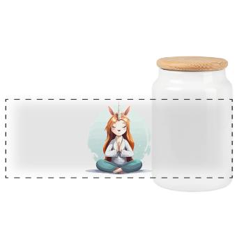 Einhorn-Yogi Meditation - Panorama Keksdose mit Holzdeckel - Weiß - Vorne