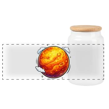 Planète néon martienne lumineuse - Boîte à biscuits avec couvercle en bois - blanc - Devant