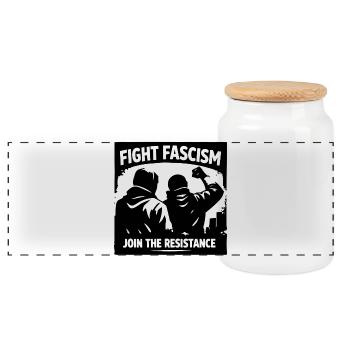 Fight Fascism – Join the Resistance | Antifascism - Panoramic Cookie Jar with Wooden Lid - white - Front