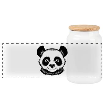 Visage de bébé panda - Boîte à biscuits avec couvercle en bois - blanc - Devant