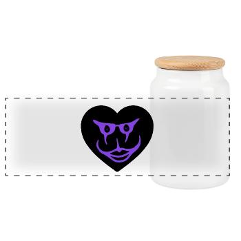 Love - Panoramic Cookie Jar with Wooden Lid - white - Front