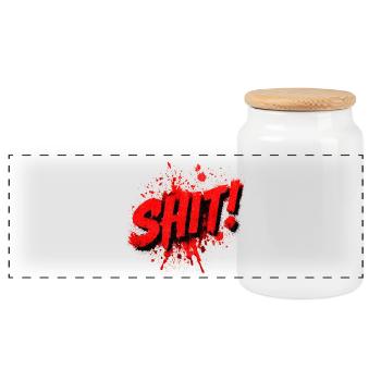 Shit Graffiti Splash - Panoramic Cookie Jar with Wooden Lid - white - Front