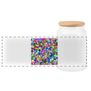 Colorful Squares - Panoramic Cookie Jar with Wooden Lid - white - Front