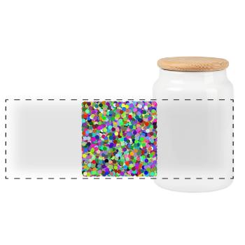 Colorful confetti circles - Panoramic Cookie Jar with Wooden Lid - white - Front