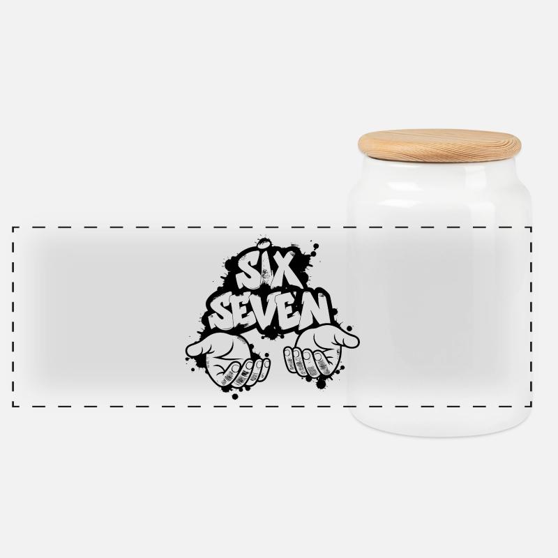 Six Seven Graffiti - Panorama Keksdose mit Holzdeckel - Weiß