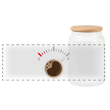 Vollgepumpt mit Kaffee - Panorama Keksdose mit Holzdeckel - Weiß - Vorne