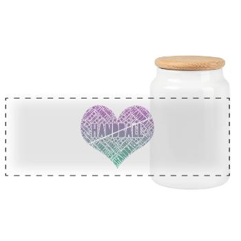Coeur de Handball - Boîte à biscuits avec couvercle en bois - blanc - Devant