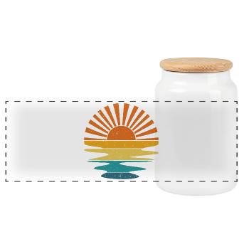 Coucher de soleil vintage - Boîte à biscuits avec couvercle en bois - blanc - Devant