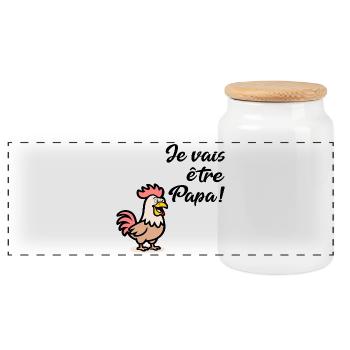 Poules Poulets Papa - Boîte à biscuits avec couvercle en bois - blanc - Devant