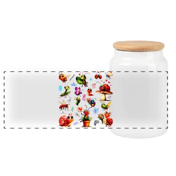 Mignons insectes adorables - Illustration des insectes heureux - Boîte à biscuits avec couvercle en bois - blanc - Devant
