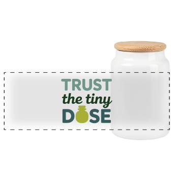 Certified Clinical Micro-Pharmacology Apparel  - Panoramic Cookie Jar with Wooden Lid - white - Front