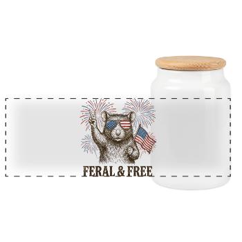 Wild and Free Rat – Funny Patriotic Rat - Panoramic Cookie Jar with Wooden Lid - white - Front
