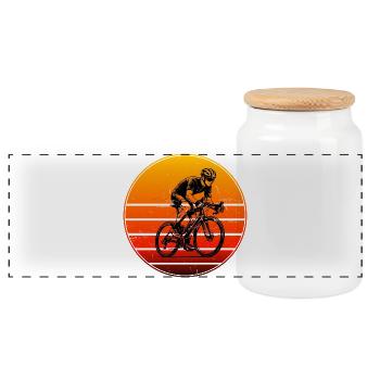Motif clair de vélo de route pour chaque jour - Boîte à biscuits avec couvercle en bois - blanc - Devant