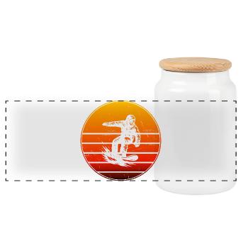 Clear snowboard motif for every day - Panoramic Cookie Jar with Wooden Lid - white - Front