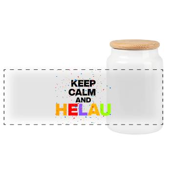 KEEP CALM AND HELAU! CARNIVAL CARNIVAL black - Panoramic Cookie Jar with Wooden Lid - white - Front