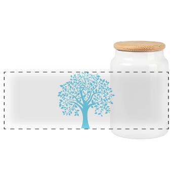 Icon Blue Jumbo Tree Print Silhouette - Panoramic Cookie Jar with Wooden Lid - white - Front