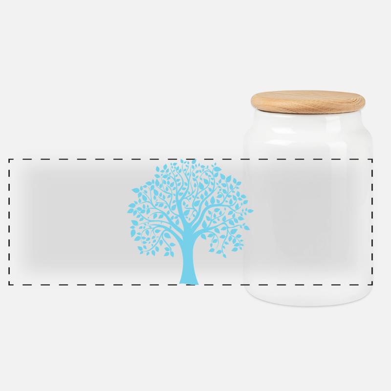 Icon Blue Jumbo Tree Print Silhouette - Panorama Keksdose mit Holzdeckel - Weiß