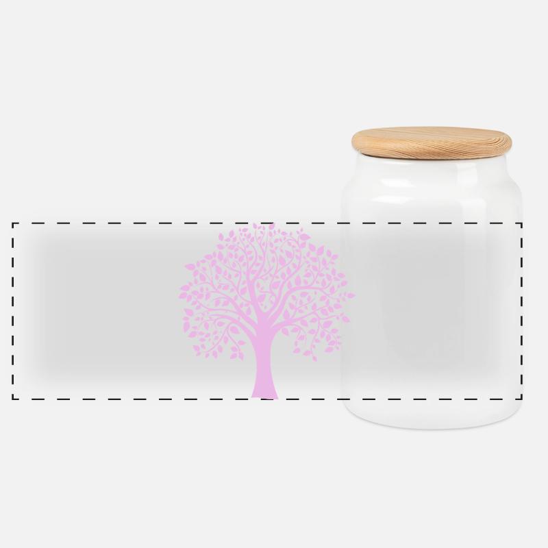 Icon Lila-Jumbo-Baum-Print-Silhouette - Panorama Keksdose mit Holzdeckel - Weiß