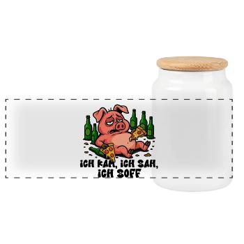 I came, I saw, I drank – Funny Beer Shirt - Panoramic Cookie Jar with Wooden Lid - white - Front