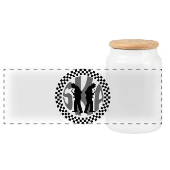 ska music - Panoramic Cookie Jar with Wooden Lid - white - Front