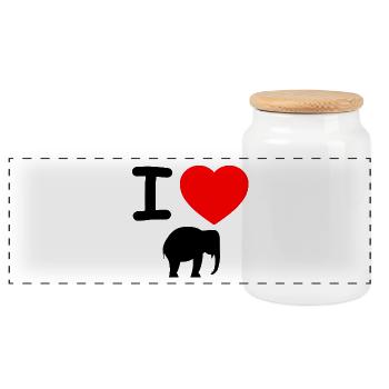Elefant - Panorama Keksdose mit Holzdeckel - Weiß - Vorne